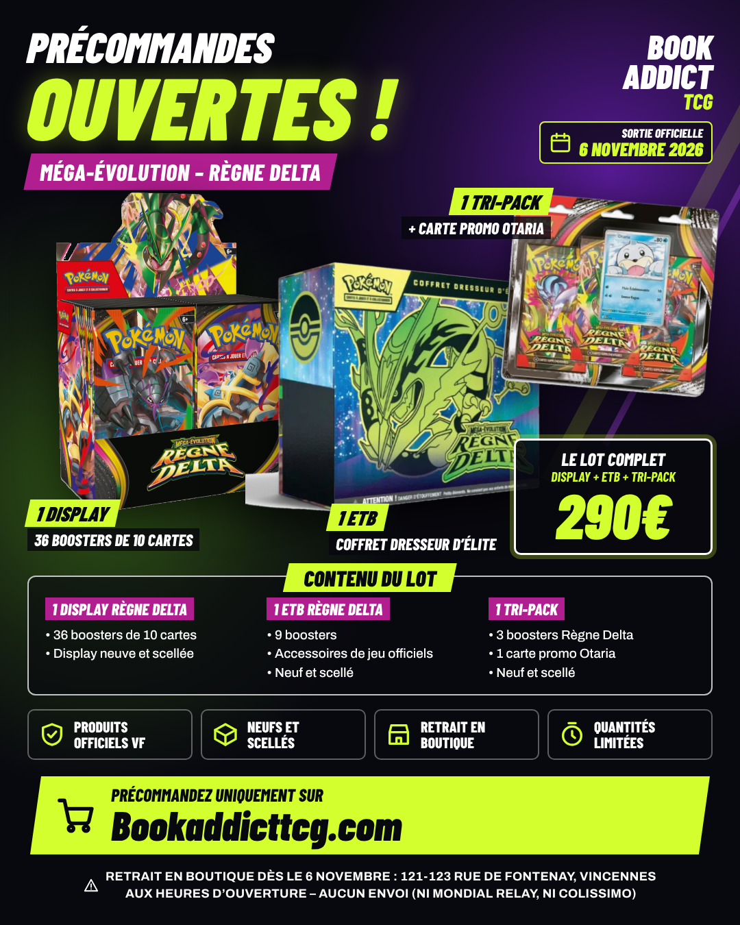 Pokémon – Lot Complet Règne Delta – 1 Display + 1 ETB + 1 Tri-Pack Otaria – Précommande – FR