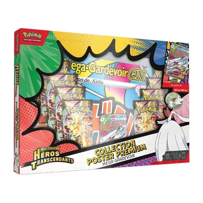 Le Pokémon – Coffret Collection Poster Premium – Méga-Gardevoir – Héros Transcendants – ME2.5 – en français est un coffret premium idéal pour les fans du Pokémon Trading Card Game et les collectionneurs souhaitant obtenir du contenu exclusif.

Ce coffret met à l’honneur Méga-Gardevoir, l’un des Pokémon les plus emblématiques et élégants de la licence. Il comprend une carte promo brillante exclusive, un poster géant double face et 10 boosters de l’extension Méga Évolution – Héros Transcendants (ME2.5) pour e