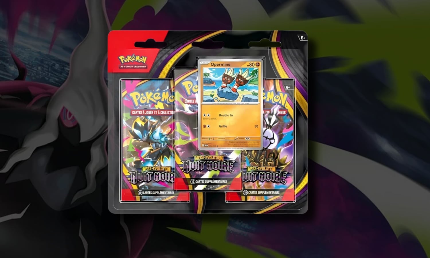 Pokémon – Tripack (Carte Promo Aléatoire) – Nuit Noire ME05 – FR